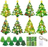 LUKIUP 24 Weihnachtsbaum Bastelsets Kinder Kreative, Weihnachtsbasteln Weihnachten Kunsthandwerk zum Enthalten LED Lichterketten Bastelset Weihnachten Kinder für Jungen Mädchen