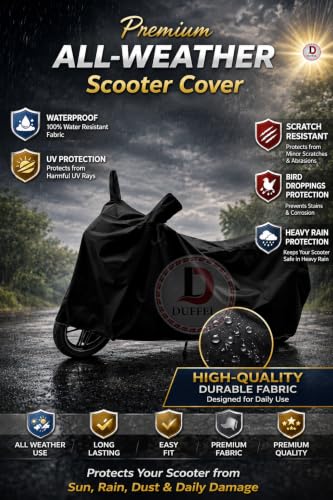 Image of All Two Wheeler Bike /Scooty Body Cover Used for Hero Splendor Heat Protectio /Water Resistance /UV-Rays /Birds Dropping /Scratchproof /Dust Proof /All Model & All Variants [Black]