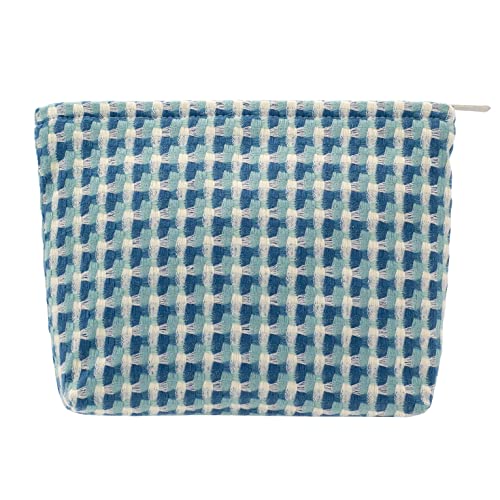 PAZIMIIK Makeup Bags for Purse Zipper Cosmetic Pouch Large Travel Canvas Make Up Organizer Tool Pouch for Women and Girls,Grid Green