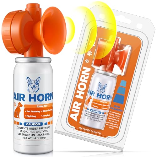 HappyAlley Air Horn, 1.4 oz 120 dB Loud Pet Trainer to Stop Dog Attacking Barking Fighting Jumping, Coyotes Air Horn for Safety, Protect Yourself & Pet While Walking, Orange(1 Pack)