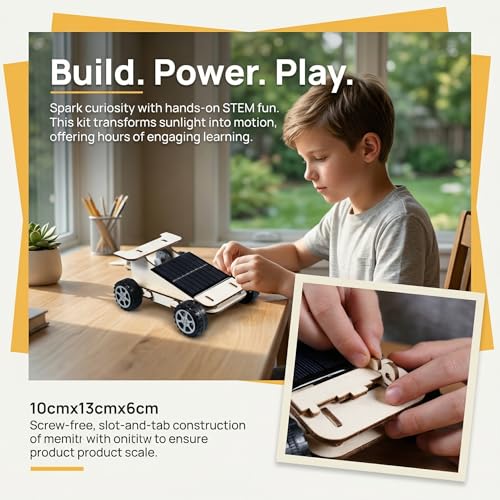 Sharplace Solar Auto Bausatz für Kinder Kreatives DIY, Solar Auto Bausatz aus Holz, Wissenschaftliches Lernspielzeug Fördert Kreativität Und Geduld, 3D Puzzel DIY Lehrmittel Materialpaket