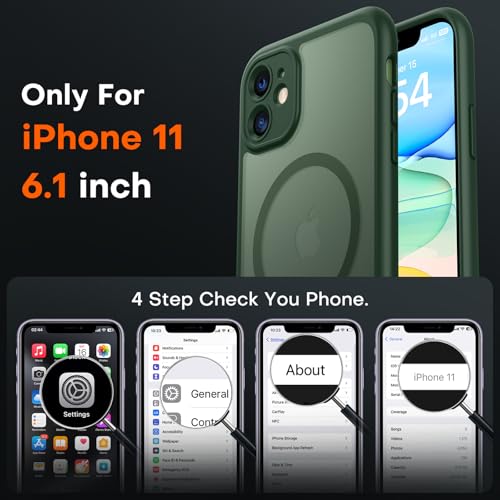 Image of TOCOL for iPhone 11 Case, Compatible with Magsafe, Full Camera Protection, Built-in Magnets, Drop Protection, Translucent Matte Phone Case for iPhone 11 6.1 inch (Alpine Green)