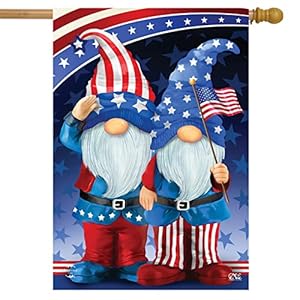Patriotic Gnomes 4th of July House Flag 40 x 28 Briarwood Lane