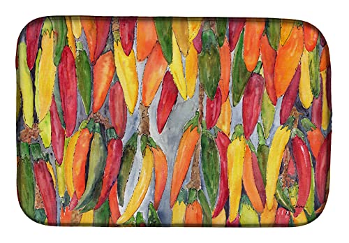 Caroline's Treasures 8893DDM Hot Peppers Dish Drying Mat Absorbent Dish Drying Mat Pad for Kitchen Counter Dish Drainer Mat for Countertop, 14 x 21