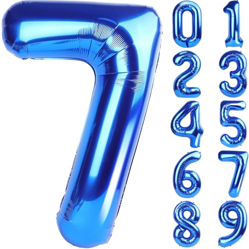 Image of Number Balloons Navy Blue Balloons - Giant Number 10 Balloon, 10 20 30 40 50 Numbers Balloon Birthday Decorations, Blue Party Supplies for Boy Men