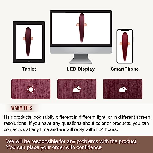 Flufymooz Ponytail Extension Pferdeschwanzverlängerung, 91 cm langer gerader Pferdeschwanz mit Kordelzug, Lockiger Pferdeschwanz Synthetisches Haarteil für Damen(Burgund)