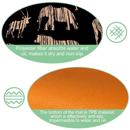 Tapis de cuisine animaux africains lavable et absorbant style grunge