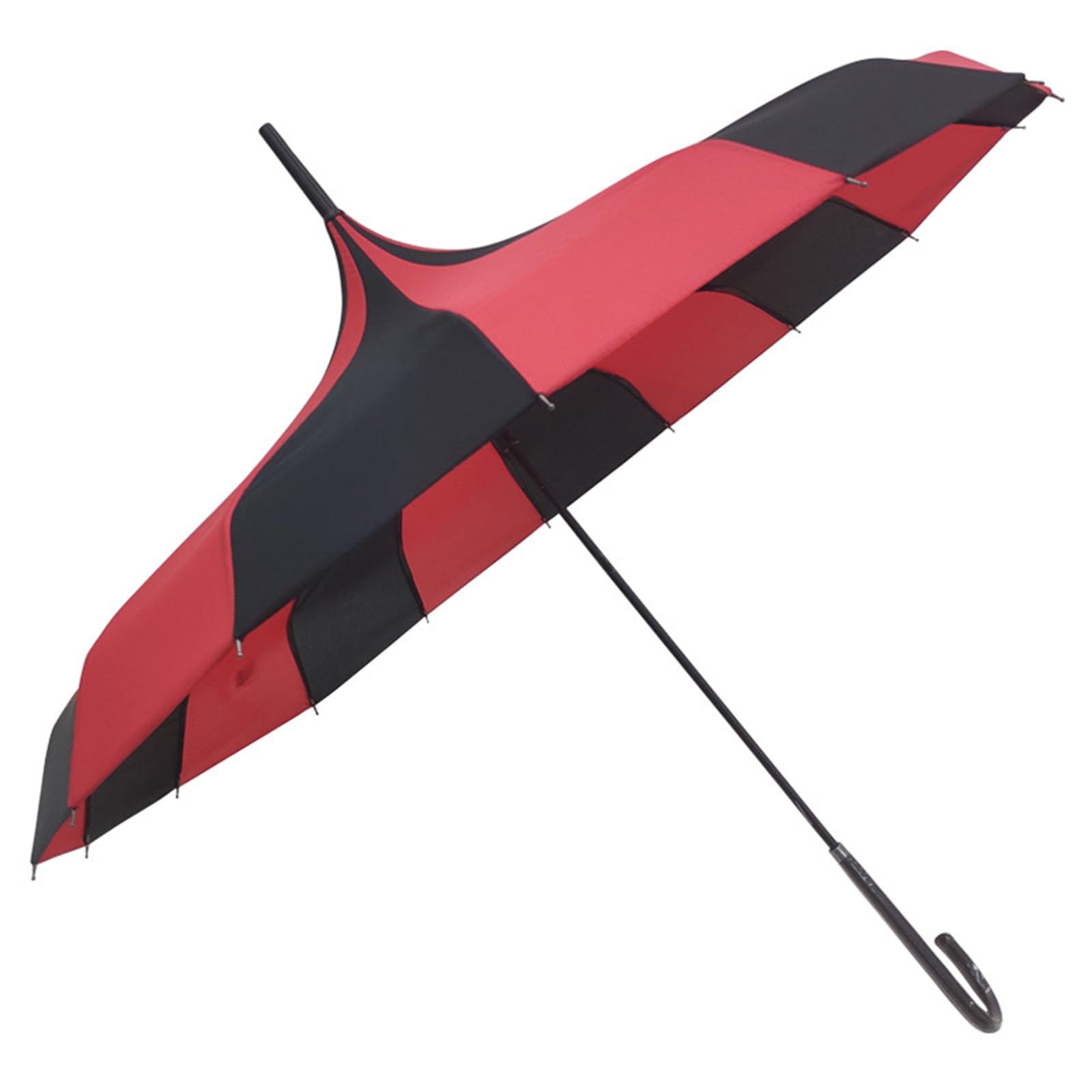 Terncoew Women's Red And Black Stylish Pagoda Umbrella Sun Rain Windproof Umbrella Large Umbrella Colorful Strips Umbrellas For