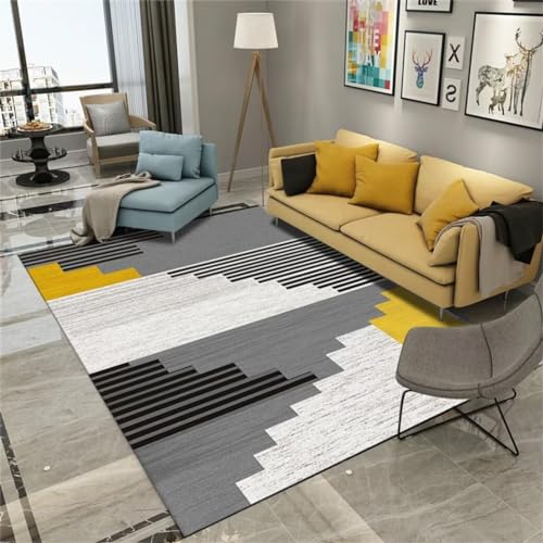 Tapis résistant aux taches gris 100x210cm moderne et lavable - 2