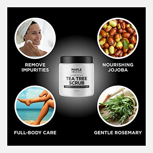 Tea Tree Body Scrub Exfoliator - Dead Sea Salt Scrub Body Exfoliator With Nourishing Tea Tree Oil For Skin - Deep Exfoliating Foot Scrub For Pedicure And Invigorating Dry Skin Exfoliator For Body Care #TOP4