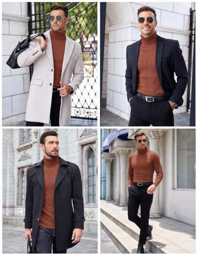 Image of COOFANDY Men's Ribbed Turtleneck Sweater Casual Basic Long Sleeve Knitted Pullover Sweater