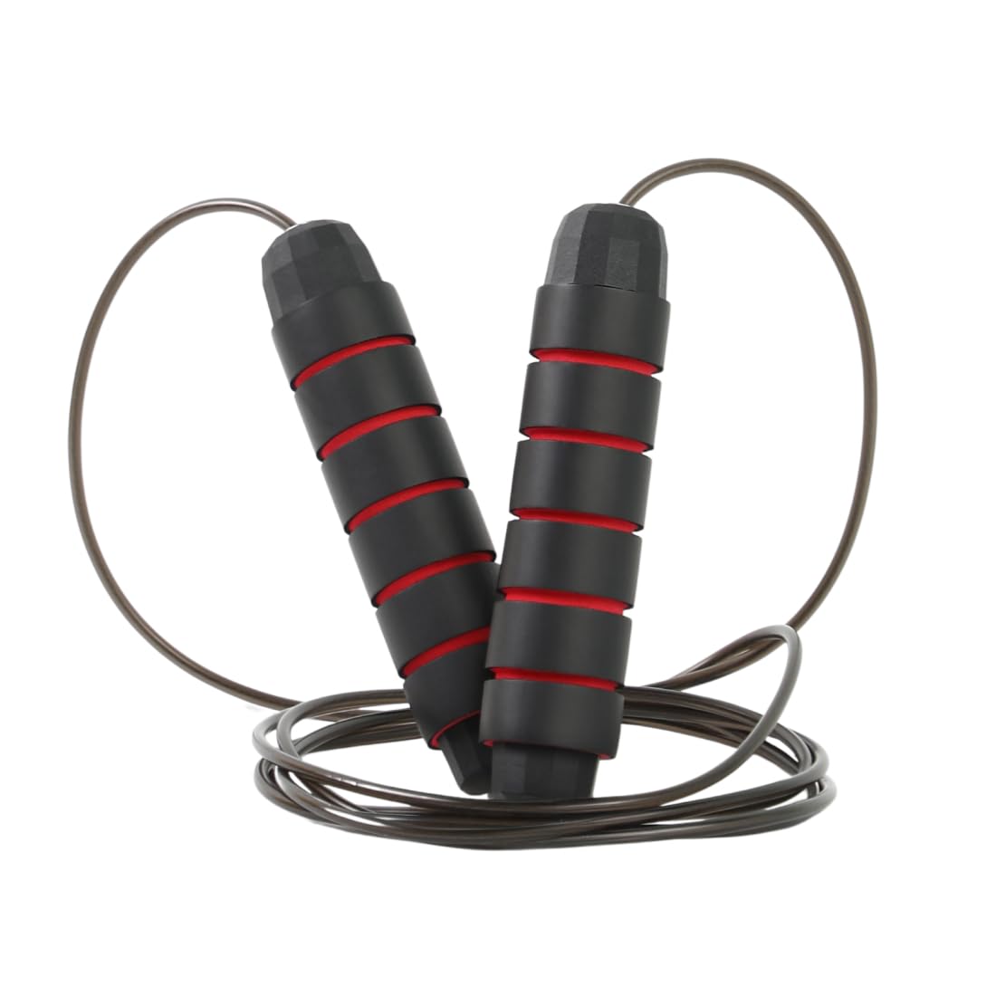 CULT Adjustable Weighted Jump Rope for Men Women – PVC Speed Skipping Rope with Ball Bearings, Anti-Slip Foam Handle, Cardio Fitness Training, Home Workout Equipment Red Black-image-10