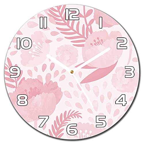 Horloge en verre 30 cm motif floral vintage shabby poppy avec aiguilles blanches pour salon - 2