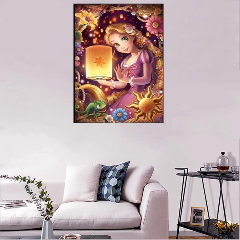 Jttxiu 5D DIY Diamond Art Painting Kit Full Drill, Colorful Diamond Art Craft Crystal Embroidery Cross Stitch Pictures Paintings by Numbers for Kids Adults Gifts Home Wall Decoration - Princess