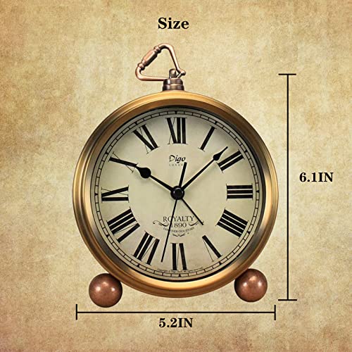 Justup Golden Table Clock, Retro Vintage Non-Ticking Table Desk Alarm Clock Battery Operated Silent Quartz Movement Hd Glass For Bedroom Living Room Indoor Decoration Kids (Roman) #TOP7