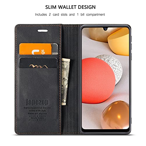japezop Leather Case for Samsung Galaxy A42 5G, Flip Wallet with RFID Blocking, Card Holder Kickstand, 6.6 inch, Black