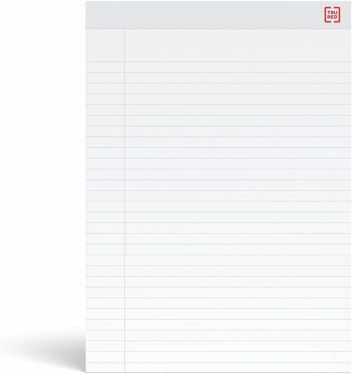 TRU RED Notepads, 8.5” x 11.75”, Wide Ruled, White, 50 Sheets/Pad, 12‑Pack
