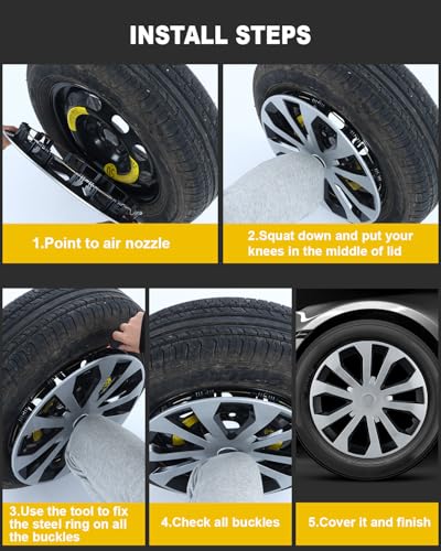 Image of ABX Hubcap Wheel Covers Hub Caps 16 Inch Set of 4 Black & Silver Universal Wheel Rim Cover R16 Stylish Car Decor Wheel Covers for Toyota Camry Nissan Mazda (silver-05, 16 inch)