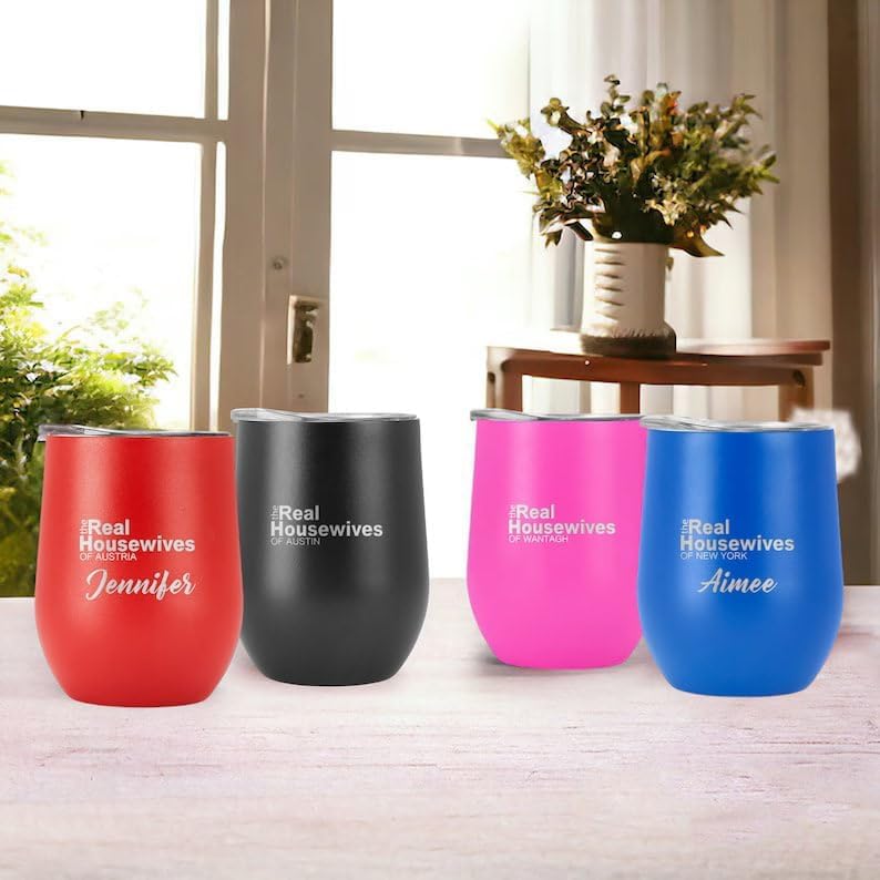Real Housewives Wine Tumbler, Laser Engraved Real Housewives Wine Glass, Real Housewives Gifts, Custom Wine, Gifts for Mom, Housewives Party,Customized Name Tumbler,12oz Wine Tumbler,Pink - Image 4