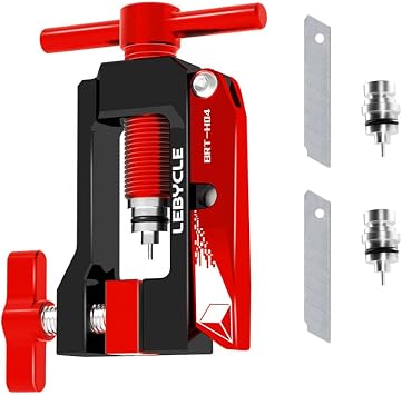 Bike Hydraulic Disc Brake Hose Line Cutter and Needle Barb Driver Tool, Bicycle Hose Cutting Machine Compatible with Shimano, SRAM Hose, with 2 Spare Blades and Pushing Needles