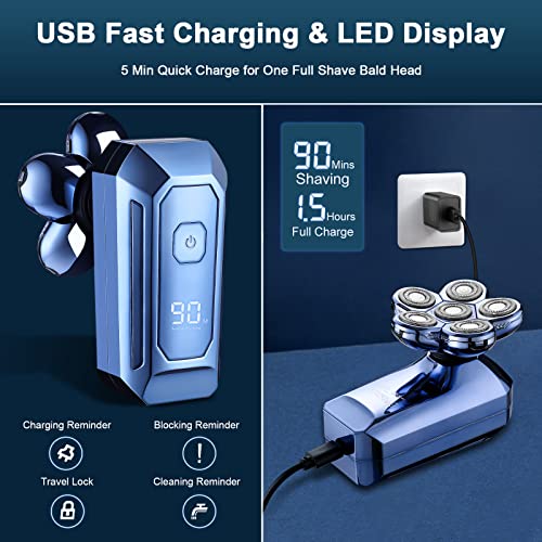 YBLNTEK Rasoio Elettrico Testa Calva Uomo, 5 in 1