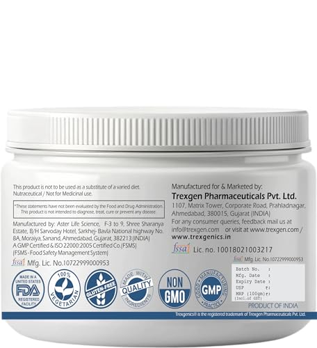 Image of Trexgenics L-LEUCINE PHARMACEUTICAL USP grade 33 Servings, Unflavoured Pure Powder Recovery, Muscle Preservation, Muscle Growth (100 gram)