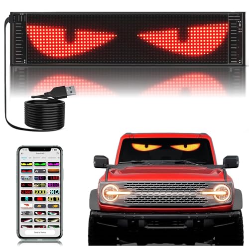 Dynamic LED Devil Eye Lights, Colorful Flexible Eye Lamp Soft Screen for Car Window, Programmable DIY Matrix Panel, APP/Remote Control, USB-Powered for Cars/Shop (13.7''x4'')