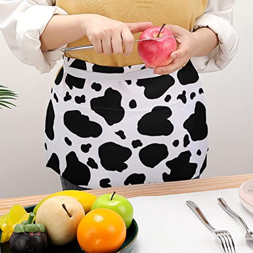 Grembiule A Mezza Vita Con Stampa Mucca Con 3 Tasche Regolabile Da Cuoco Per Servire Con Lunghi Grembiuli Lavoro Per Donne Uomini E Cucina Ristorante - 4