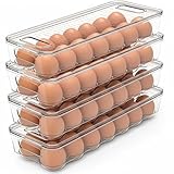Utopia Home Egg Container With Lid and Handle for Refrigerator - Pack of 4 - Clear Stackable Egg Holder for Kitchen Storage and organization