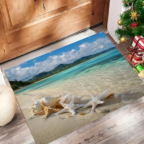 Paillassons intérieur plage d'étoiles de mer lavables 50x80cm