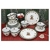 MamboCat Friend 18-tlg. Kaffeeservice für 6 Personen | Weihnachtliches Frühstücks-Set aus Porzellan mit Teddybär, Lebkuchenhaus & Co. | Tassen, Untertassen & Kuchenteller | für Weihnachten