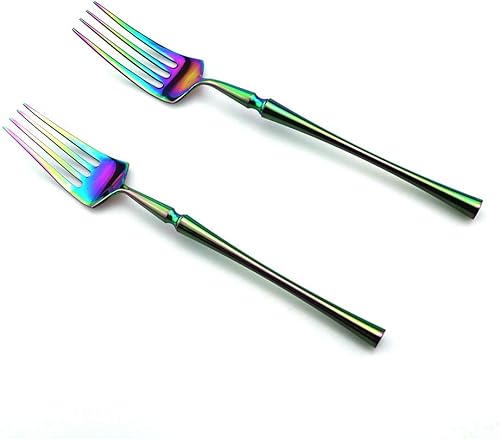 Miniatura 4 de JASHII Juego de cubiertos de titanio de lujo de 20 piezas de acero inoxidable 1810 pulido con espejo de arco iris, incluye tenedor, cuchillo,