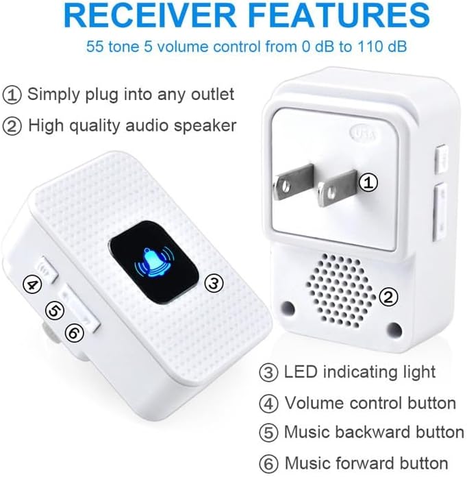 Smart Doorbell Home Electronic 1-to-2 Pager Dingdong Machine image 3