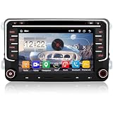 QIIKEN 7" 4G+64G Android 15 Autoradio con navigatore per VW T5, Golf 5, 6, Polo, Sharan, Seat, Passat, Tiguän, doppio DIN, radio IPS, ricevitore multimediale con CarPlay, Android Auto, Bluetooth, PDC