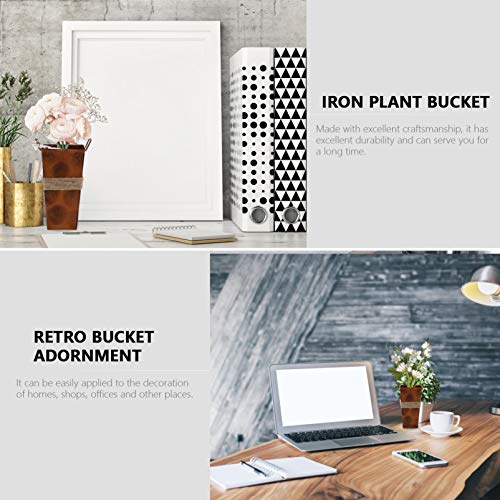 Vaguelly Vintage Bloemvaas Rechthoekige Sjofele Gedroogde Bloemvaas Met Dubbele Handgreep Decoratieve Melkkruik Bloememmer Rustieke Blik Voor Thuis Boerderij 22 Cm Hoog - Afbeelding 5