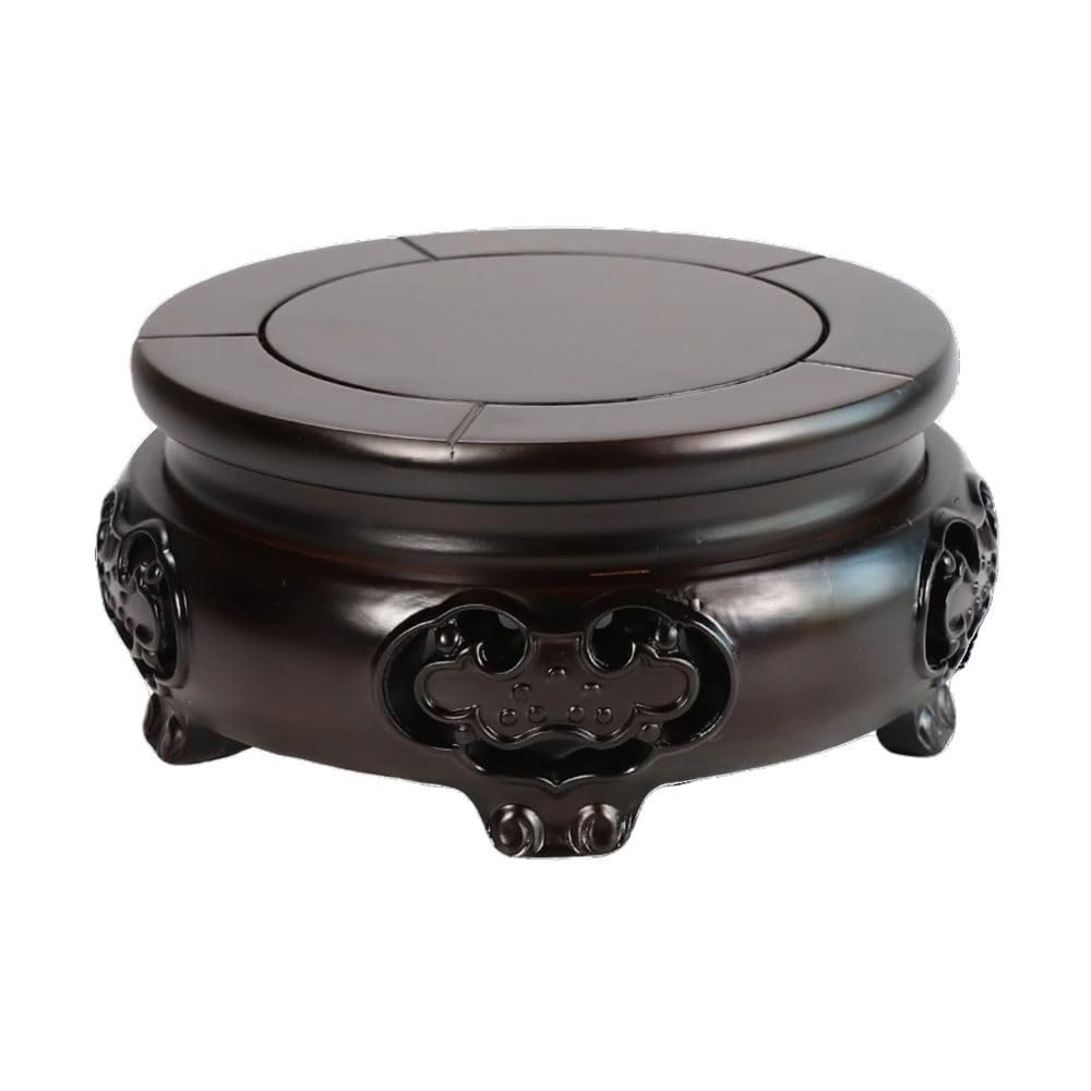 S5b8W3g7 Pedestal Ebony Carving Display Stand Base Round Bonsai Pedestal Decor(Small)