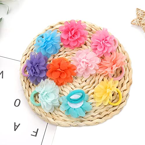 50Pcs Baby Girls Hair Ties 2Inch Chiffon Flower Hair Bows Rubber Bands Hair Ties Soft Elastics Ponytail Holders Hair Accessories For Infants Toddlers Kids Children Set Of 25 Pairs #TOP7