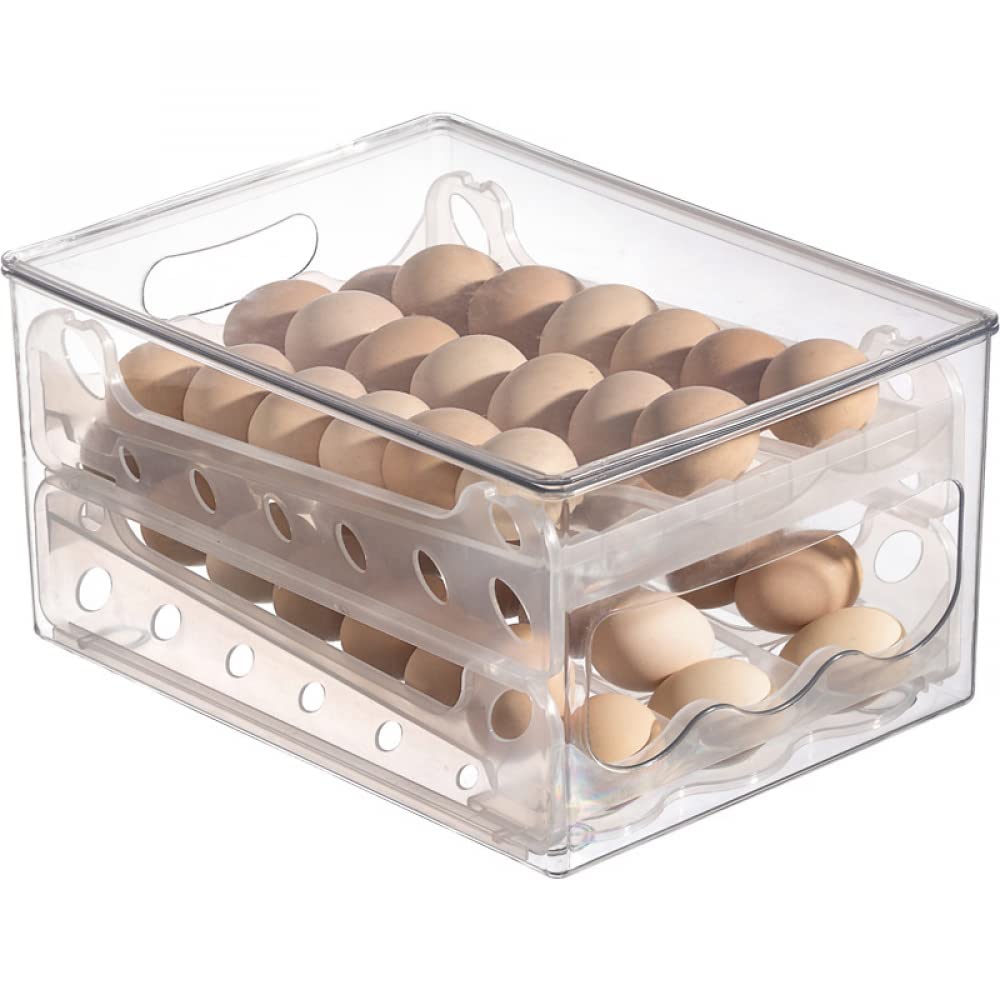 Plateau à œufs en plastique, Boîte de rangement d'œufs empilable en plastique, Type coulissant cuisine, réfrigérateur ménager