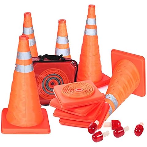 Collapsible Traffic Cones with LED Lights and Reflective Bands Cover