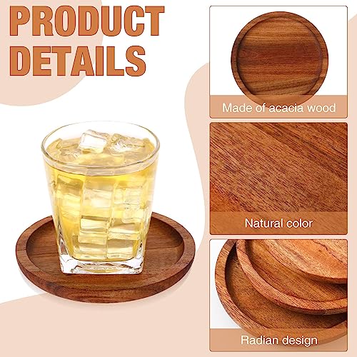 Gejoy 20 Pcs Wooden Coasters for Drinks 5 Inch Natural Stackable Acacia Wood Round Coasters Bulk for Coffee Tabletop Protection for Kinds of Cups Housewarming Gifts Home Bar Table Decor