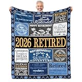 LONQELI Retirement Gifts Blanket for Men 2026, Happy Retirement Gifts for Dad, Coworker, Husband, Funny Retired Present Throw 50'x60' for Retirees