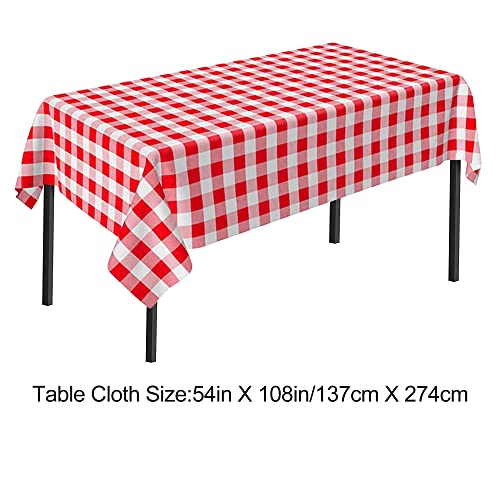 Time to Sparkle 2 Pack Plastic Tablecloths 54" x 108" Plastic Dining Table Cloth Premium Rectangle Table Cover for Parties Wedding Banquet etc Indoor Or Outdoor(Red Check) - Image 4