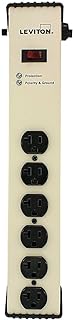 Leviton 5100-IS2 120 Volt, 20 Amp, Surge Protected, 6-Outlet Strip with Switch, Heavy Duty, 6-Ft, Gray