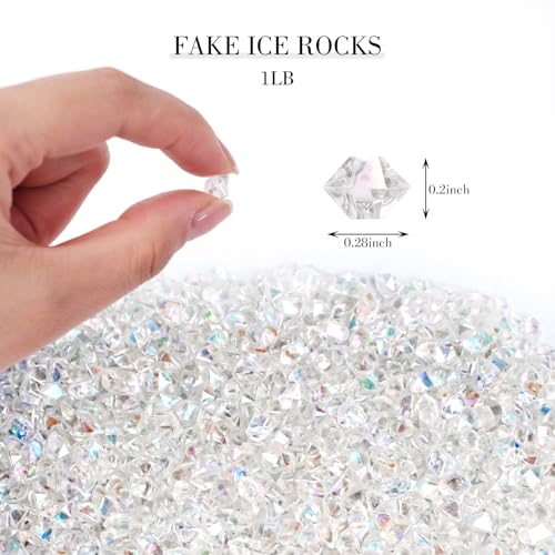 DomeStar 4200PCS Clear Fake Ice, Iridescent Acrylic Fake Diamonds, Vase Fillers, Crushed Ice Rocks Plastic Gems for Centerpiece Fish Tank Table Scatter Photography Props Display Decoration - Thumbnail 2