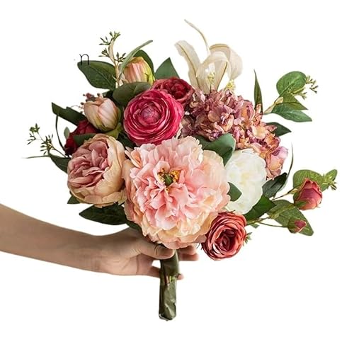 HONKERW fake flowers Artificial Fake Flowers Plants Silk Flower Arrangements Wedding Bouquets Decorations Floral Table Centerpieces artificial(Color6)