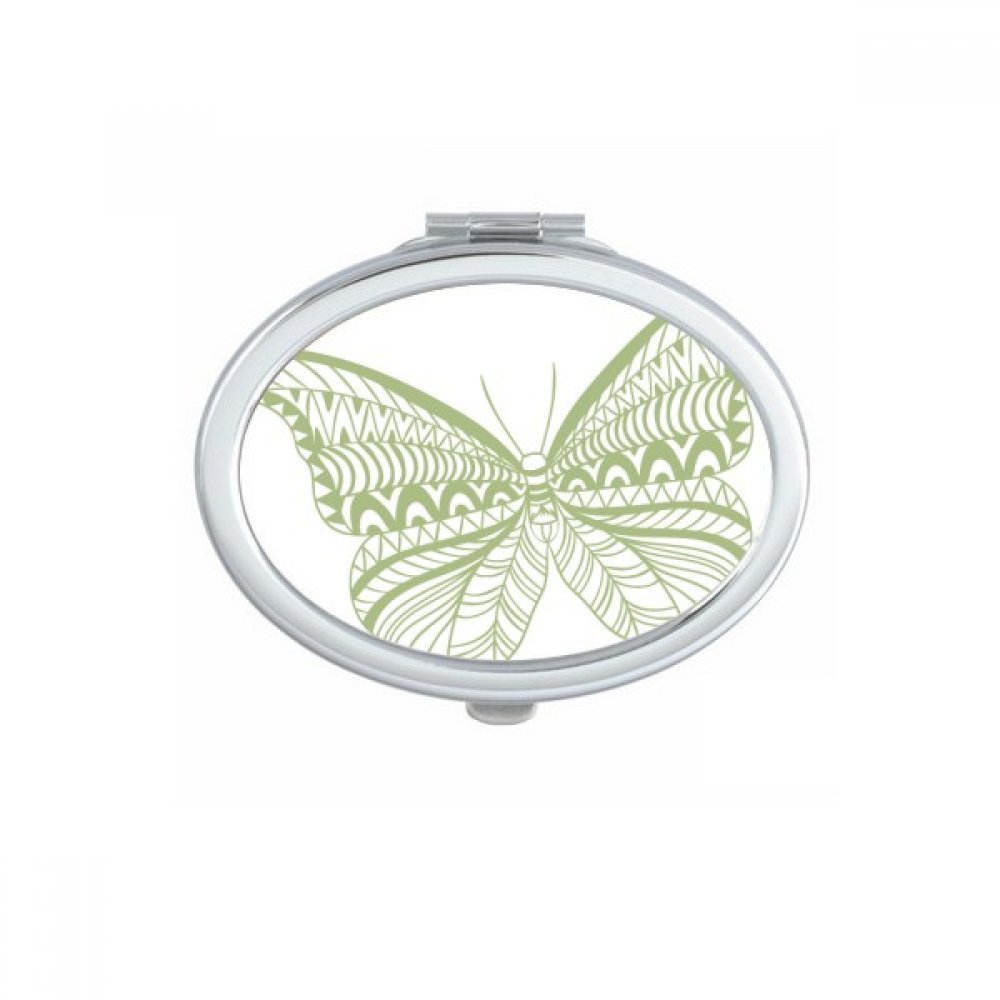 Miroir de poche ovale avec motif ailes de papillon blanc compact et portable pour le maquillage