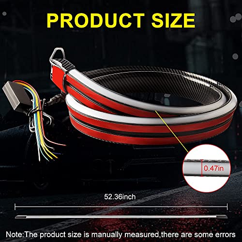 Chemini 52Inch Led Rear Spoiler With Remote Control, Third Brake Light Turn Signal Light Strip For Car Trunk Universal Carbon Fiber Led Tail Reversing Light Strip Fit For Roof, Wing #TOP4