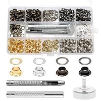 400 Stück Ösen Set, 5mm Innenmaß, Grommet Werkzeug Kit mit Ösenzange, Ösen Scheiben, Lochwerkzeug und Aufbewahrungsbox, für Leder Stoff Planen Vorhänge DIY Handwerk