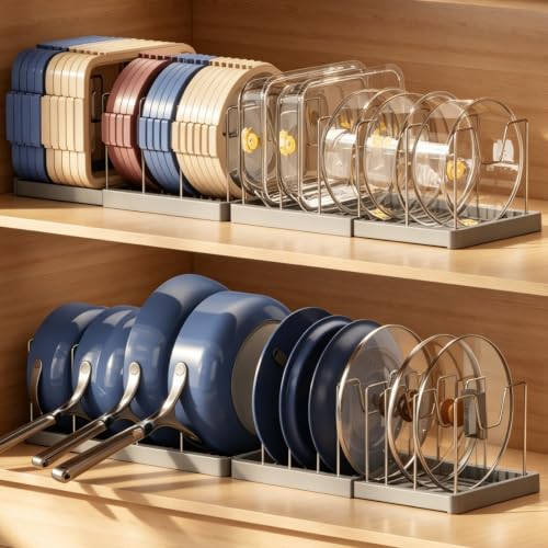 Magheo 2 Stück Topfdeckelhalter, Erweiterbar Deckelhalter mit 12 Verstellbaren Trennwänden, Topfdeckel und Pfannen Organizer… – Ansicht 1