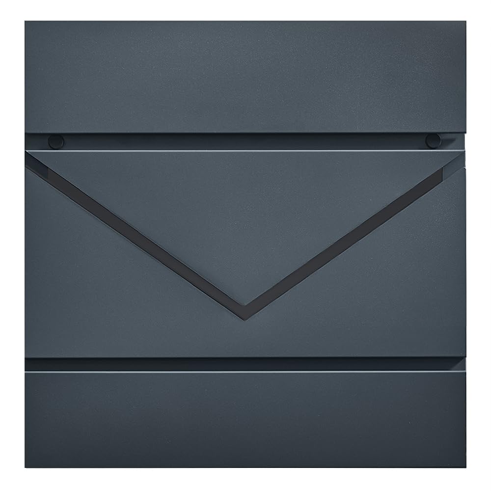 SONGMICS XXL Briefkasten, Postkasten, Zeitungsfach, V-förmiges Sichtfenster, Schloss, modern, einfache Montage, anthrazit GMB054G01